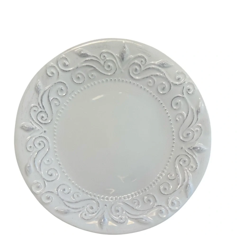 White by Sweet Ceramic La Ceramico D'Italia Embossed Make in Italy Dinner Plates